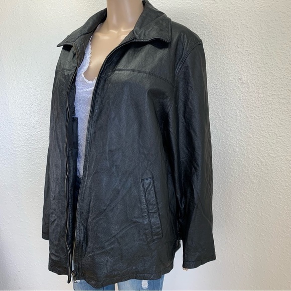 Excelled Womens black leather moto jacket full zip size XL bikercore - Picture 3 of 12